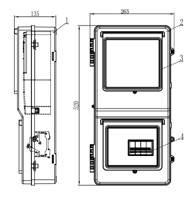 Three phase meter box